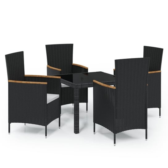 Stolik ogrodowy czarny 90x90x75 cm + 4 krzesła cza Inna marka