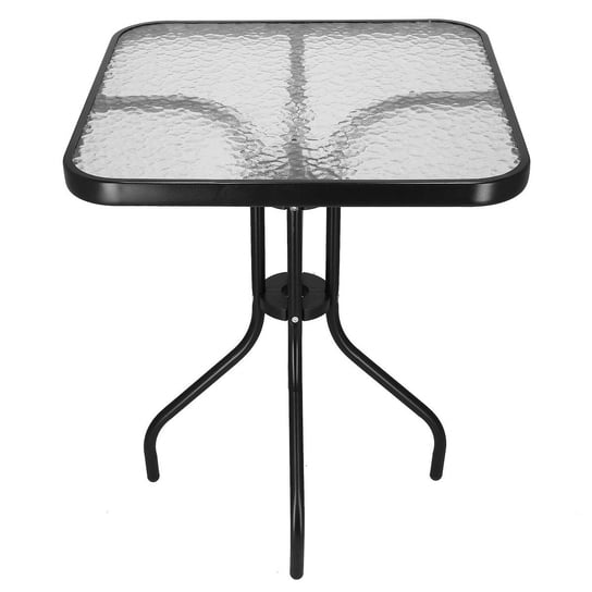 Stolik ogrodowy kwadratowy 60 cm stół na balkon metal i szkło czarny Springos