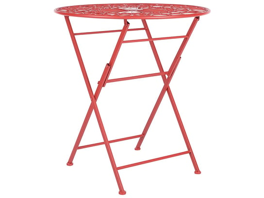 Stolik ogrodowy metalowy ø 70 cm czerwony SCARIO Beliani