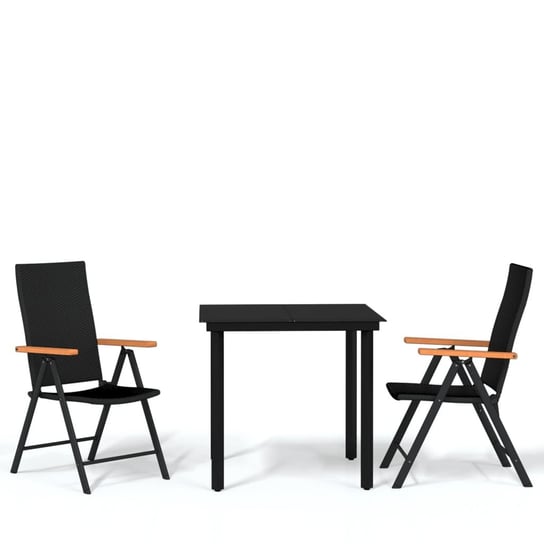 Stolik ogrodowy z krzesłami, czarny, 80x80x74 cm Zakito Europe