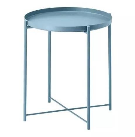 Stolik okrągły metalowy w stylu Loft - jasnoniebieski Hedo