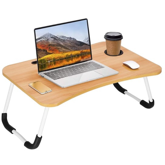 Stolik pod laptopa brązowy składana podstawka na komputer imitacja drewna Springos