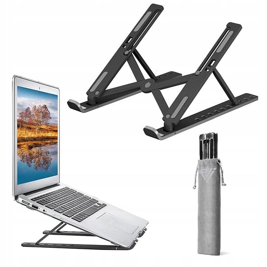 Stolik pod laptopa metalowy składany, podstawka do tabletu z pokrowcem - czarny EVI