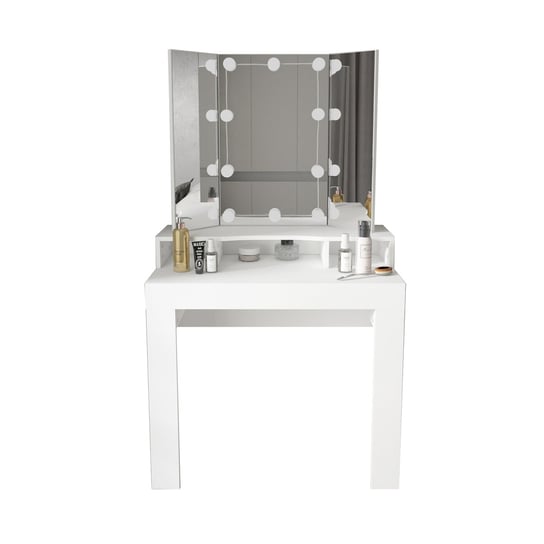 Stolik toaletowy z oświetleniem LED 895x155x435 cm biały MDF ML-DESIGN
