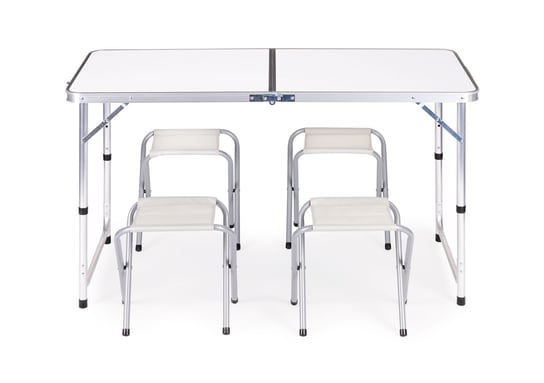 Stolik turystyczny stół składany zestaw 4 krzesła Biały Modernhome