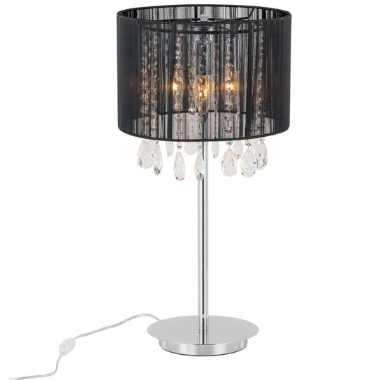 Stołowa LAMPA abażurowa ESSENCE MTM9262/3 Italux nocna LAMPKA stojąca glamour kryształki crystal mgła organza czarna ITALUX