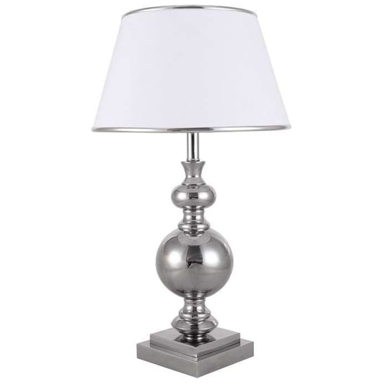 Stołowa LAMPA stojąca LETTO TL-1825-1-CH Italux abażurowa LAMPKA biurkowa klasyczna w stylu angielskim chrom biała ITALUX