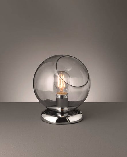 Stołowa LAMPA stojąca R50071054 nocna LAMPKA szklana kula ball chrom przydymiona Mlamp