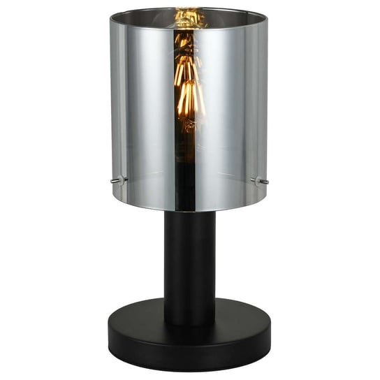 Stołowa LAMPA stojąca SARDO TB-5581-1-BK+SG Italux loftowa LAMPKA biurkowa szklana tuba skandynawska przydymiona czarna ITALUX