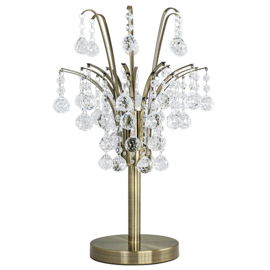 Stołowa LAMPKA stojąca ELM6247/1D 21QG MDECO glamour LAMPA szklana z kryształkami na biurko mosiądz przezroczysta Mdeco