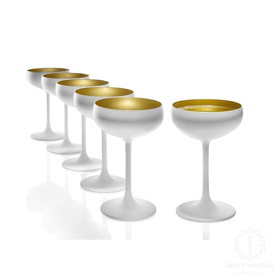 Stolzle Lausitz Olympic białe ze złotym kieliszki do koktajli, drinków 230 ml. 6 szt. Stolzle Lausitz