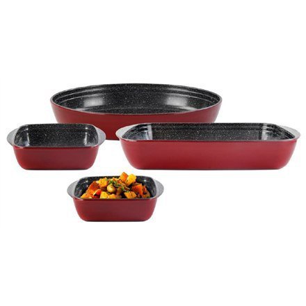 Stoneline Casserole dish set of 4pcs 21789 1+1+3+3.6 L, 20x17/35x24/39x24 cm, Borosilicate glass, Red, Dishwasher proof Stoneline