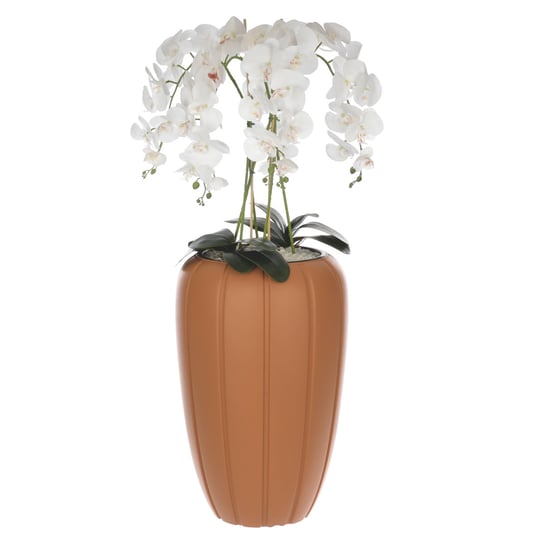 Storczyk sztuczny biały w donicy bukiet kwiaty H 112 cm donica terakota Botle