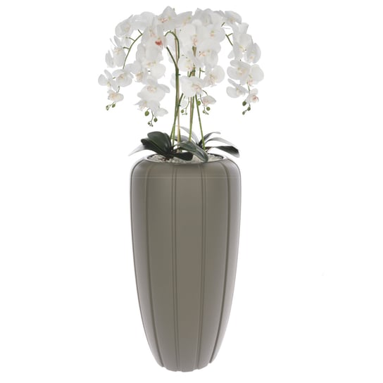 Storczyk sztuczny biały w donicy bukiet kwiaty H 125 cm donica szara Botle