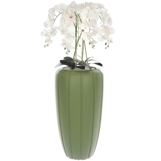 Storczyk sztuczny biały w donicy bukiet kwiaty H 125 cm donica zielona Botle