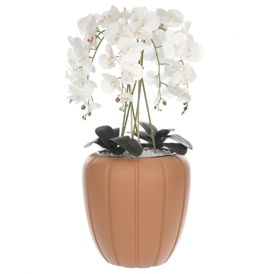 Storczyk sztuczny biały w donicy bukiet kwiaty H 90 cm donica terakota Botle