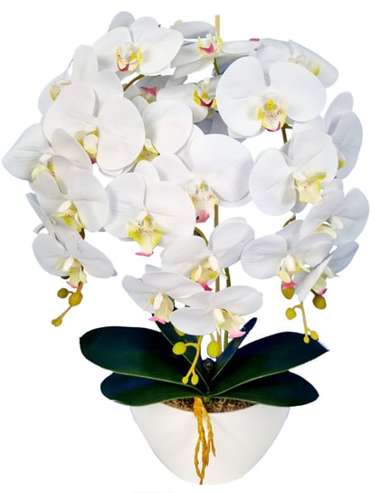 Storczyk Sztuczny Kwiaty Orchidea 3Pbb Guma Jak Żywy, biały Damich