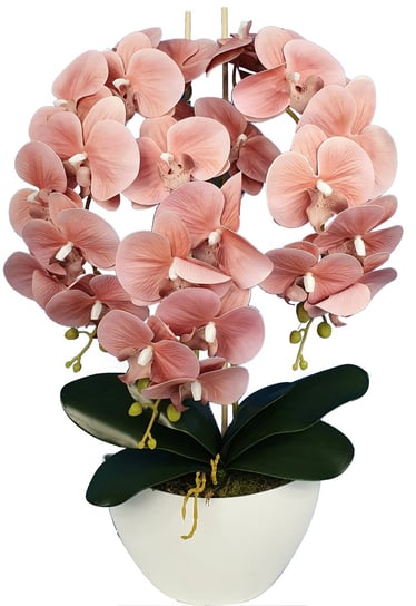 Storczyk Sztuczny Kwiaty Orchidea 3Pbz Guma Jak Żywy, pomarańczowy Damich