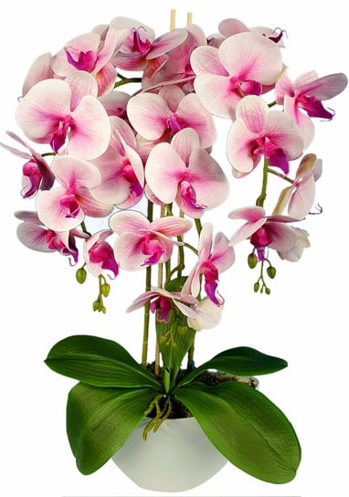 Storczyk Sztuczny Kwiaty Orchidea 3Prj Guma Jak Żywy, różowy Damich