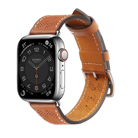 Strap Leather skórzany pasek Apple Watch Ultra, SE, 8, 7, 6, 5, 4, 3, 2, 1 (49, 45, 44, 42  mm) opaska bransoleta brązowy Hurtel