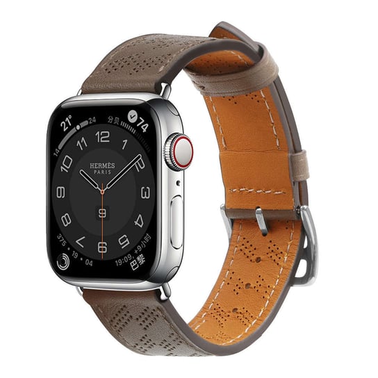 Strap Leather skórzany pasek Apple Watch Ultra, SE, 8, 7, 6, 5, 4, 3, 2, 1 (49, 45, 44, 42  mm) opaska bransoleta ciemnobrązowy Hurtel