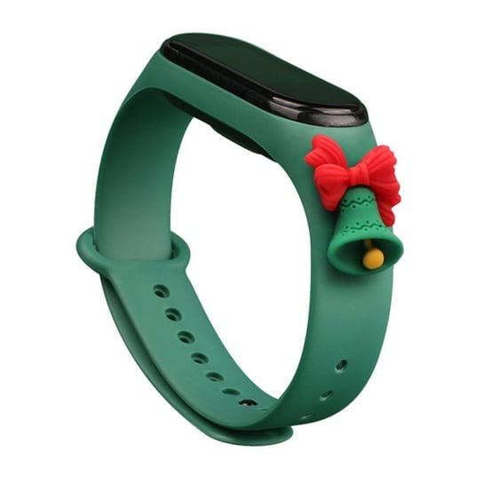 Strap Xmas Opaska Braders Do Xiaomi Mi Band 6 / Mi Band 5 Silikonowy Pasek Bransoletka Ciemnozielony (Dzwonek) Braders