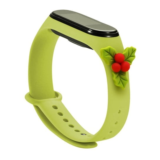 Strap Xmas Opaska Braders Do Xiaomi Mi Band 6 / Mi Band 5 Silikonowy Pasek Bransoletka Zielony (Jemioła) Braders