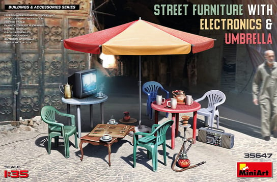 Street Furniture With Electronics And Umbrella 1:35 Miniart 35647 MiniArt