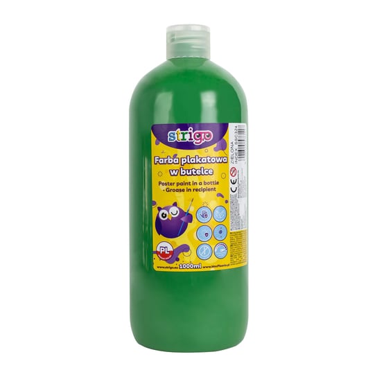 Strigo, Farba plakatowa w butelce, 1000 ml, Zielona Strigo