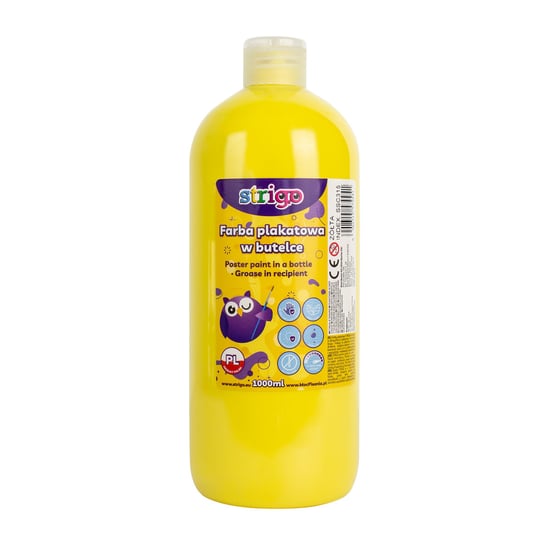 Strigo, Farba plakatowa w butelce, 1000 ml, Żółta Strigo