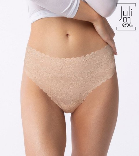 Stringi damskie bezszwowe koronkowe BELLIE Maxi Julimex beżowe  2XL Julimex