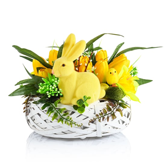 Stroik wielkanocny - dekoracja - wianek - króliczek - kolor żółty - Wielkanoc Święte Miasto