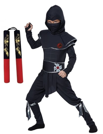 Strój Black Ninja Shuriken Samuraj Tors I Mięśnie 110/120+ Nunchaku ALTERA