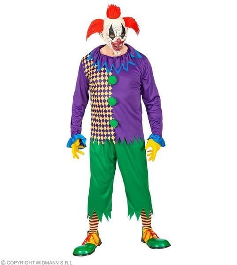 Strój dla dorosłych, straszny klaun joker, rozmiar L Widmann