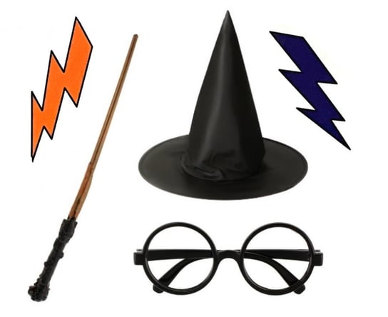 Strój Harry Potter Różdżka Kapelusz Okulary Czarodziej Mag Inna marka