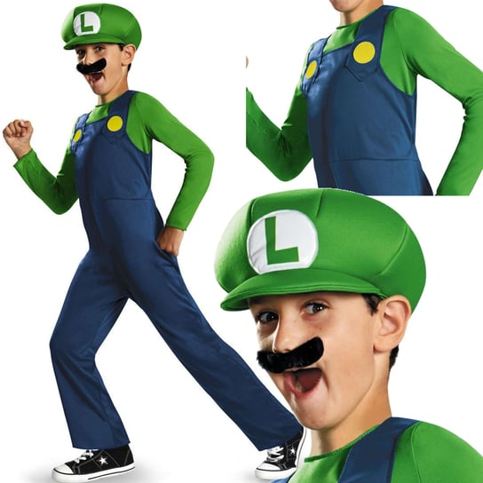 Strój karnawałowy Mario dla chłopca Luigi kostium przebranie 110-122 cm (4-6 lat) Disguise
