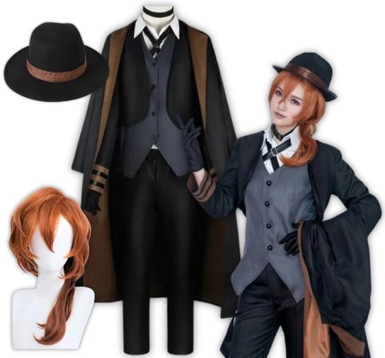 Strój Kostium Chuuya Nakahara Cosplay Bungou Stray Dogs  M / L 164 / 170 Cm Peruka Hopki