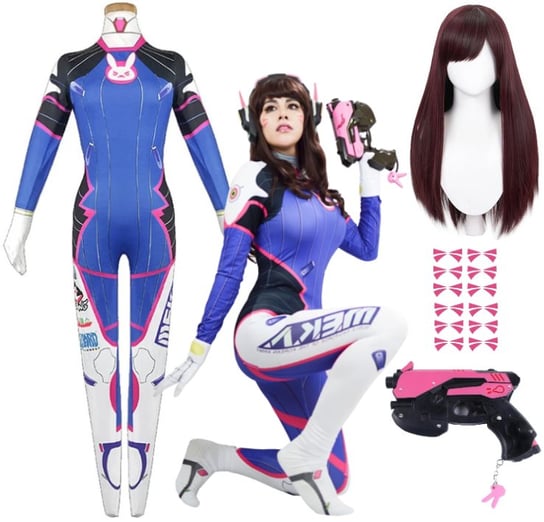 Strój Kostium D.va Overwatch Pistolet Tatuaże Anime Cosplay 158/164 S Hopki