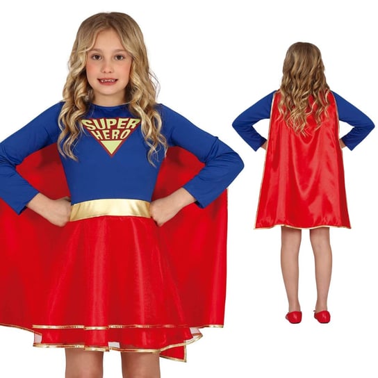 Strój kostium dla dzieci Superbohaterka z peleryną 10-12 lat ABC