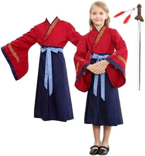 Strój Kostium Kimono Mulan Sukienka Przebranie Miecz 116/122 Hopki