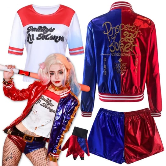 Strój Kostium Przebranie Harley Queen Styl Gotam Halloween Cosplay S M 158 164 CM Hopki