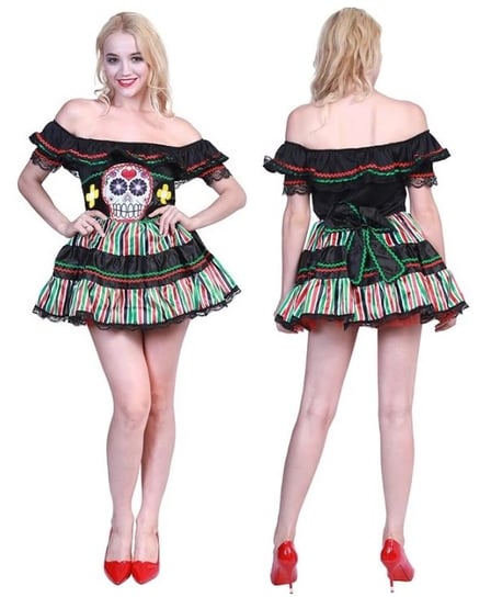 Strój Kostium Przebranie Na Halloween Meksykanka Czaszka Coco Sukienka 152/164 Xs/S Hopki