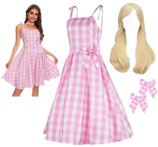 Strój Kostium Przebranie Sukienka Barbie Cosplay Dla Dorosłych Peruka L/Xl 164/170 Hopki