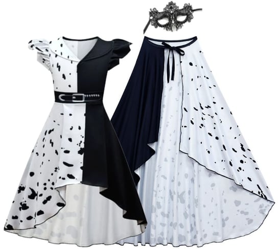 Strój Kostium Przebranie Sukienka Cruella De Mon 101 Dalmatyńczyków 110/116 Cm Hopki