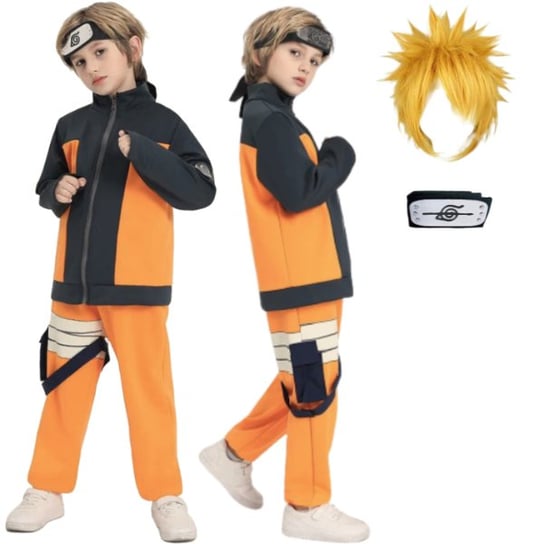 Strój Kostium Przebranie Uzumaki Akatsuki Naruto Anime 122/128 Cm Peruka Zestaw Hopki