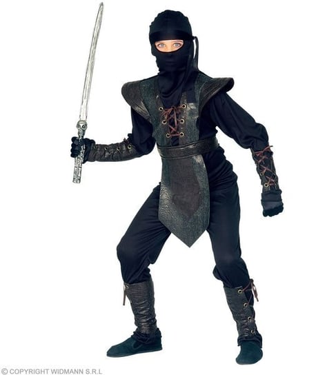 Strój ninja czarny smok, rozmiar 140 Widmann