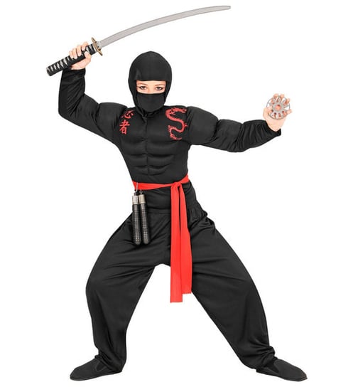 Strój Ninja Czerwony Pas-116 Widmann