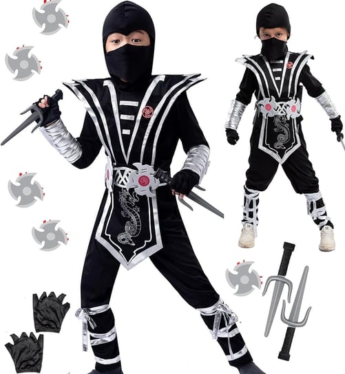 Strój Ninja Ninjago Wojownik Przebranie Maska Sztylety Shurikeny - 122-128 Tutuu