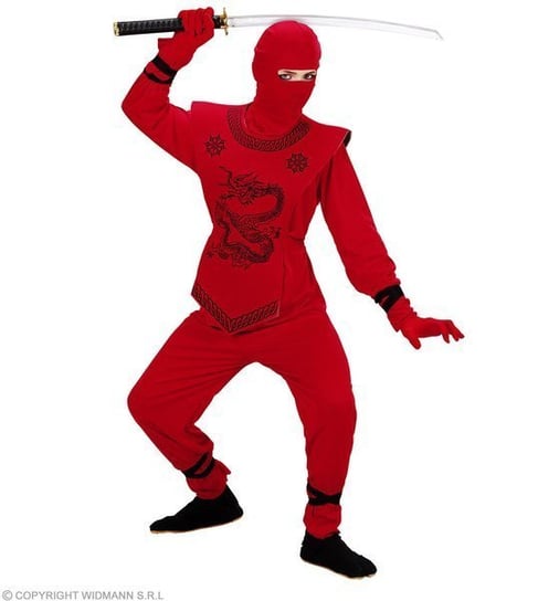Strój ninja red czerwony, rozmiar 128 Widmann