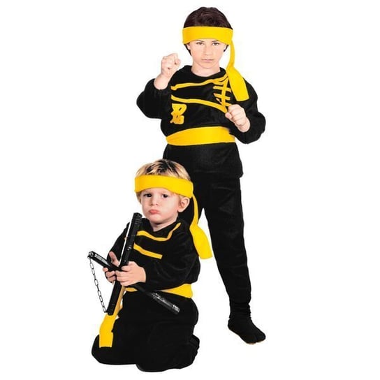 Strój ninja żółto-czarny - 104 Widmann
